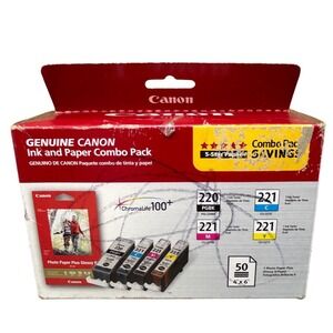 Canon Genuine Ink Paper Combo Pack 220 221 Photo Paper Glossy II